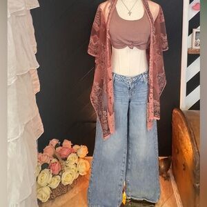 PacSun Low Rise Wide Leg Studded Side Jeans Y2K